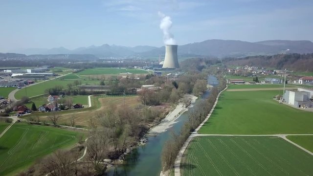 Aerial KKW Goesgen Nuclear Power Station 