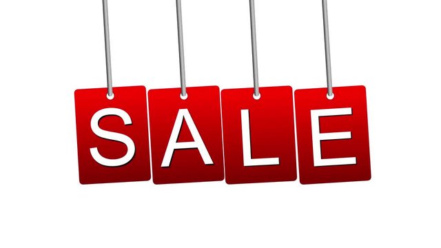 sale red tag with motion on white background