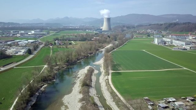 Aerial KKW Goesgen Nuclear Power Station 