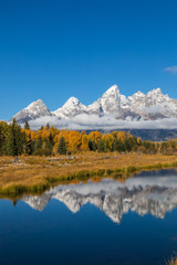 Scenic Reflection of the Teton Range in Autumn