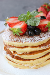 Lush pancake Breakfast with strawberries