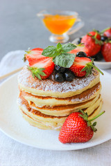 Lush pancake Breakfast with strawberries