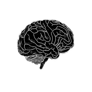 Human brain isolated sketch artwork concept. 3d illustration.