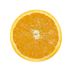 half of orange isolated on white background. top view
