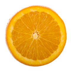 half of orange isolated on white background. top view