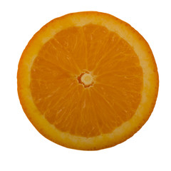 half of orange isolated on white background. top view