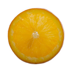 half of orange isolated on white background. top view