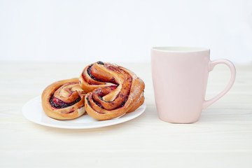 Rustic with black current berry pie on white background.