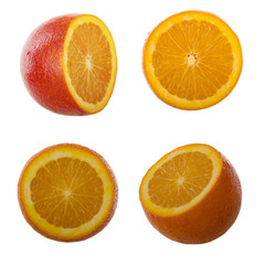 set of halves of orange fruit isolated