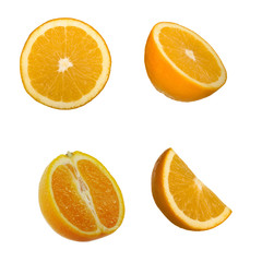 set of oranges slices isolated