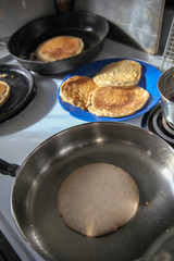 pancakes in a frying pan