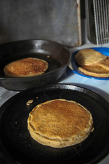 pancakes in a frying pan