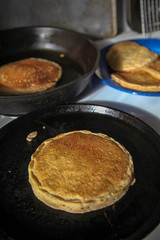 pancakes in a frying pan