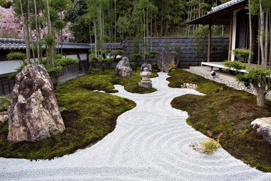 Japanese zen garden, Japanese rock garden at Hasedera Temple, Hase-dera, Kamakura, Japan