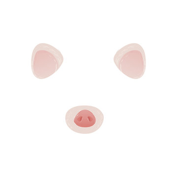 Pig face mask with ears and nose.