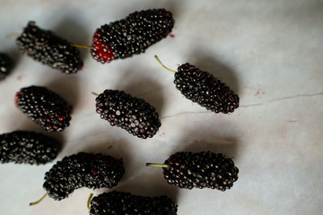 Fresh mulberry on white background