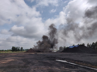 The lignite coal spontaneous combustion.