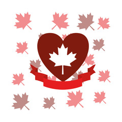 Maple leaf heart and canada symbol design