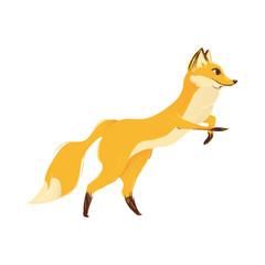 Obraz premium Cartoon forest wild animal the fox in a jump flat vector illustration isolated.
