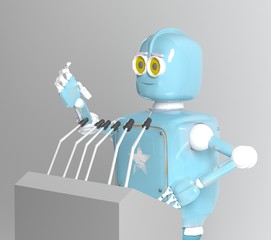 retro robot orator, speaker, 3d, render