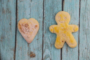 Biscuit bonhomme et cœur sablé	