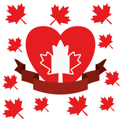 Obraz premium Maple leaf heart and canada symbol design