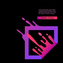 Frame with neon splashes and copy space template, vector illustration on the black.