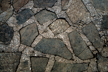 The texture of the stones is different kinds of the roads of the Park.