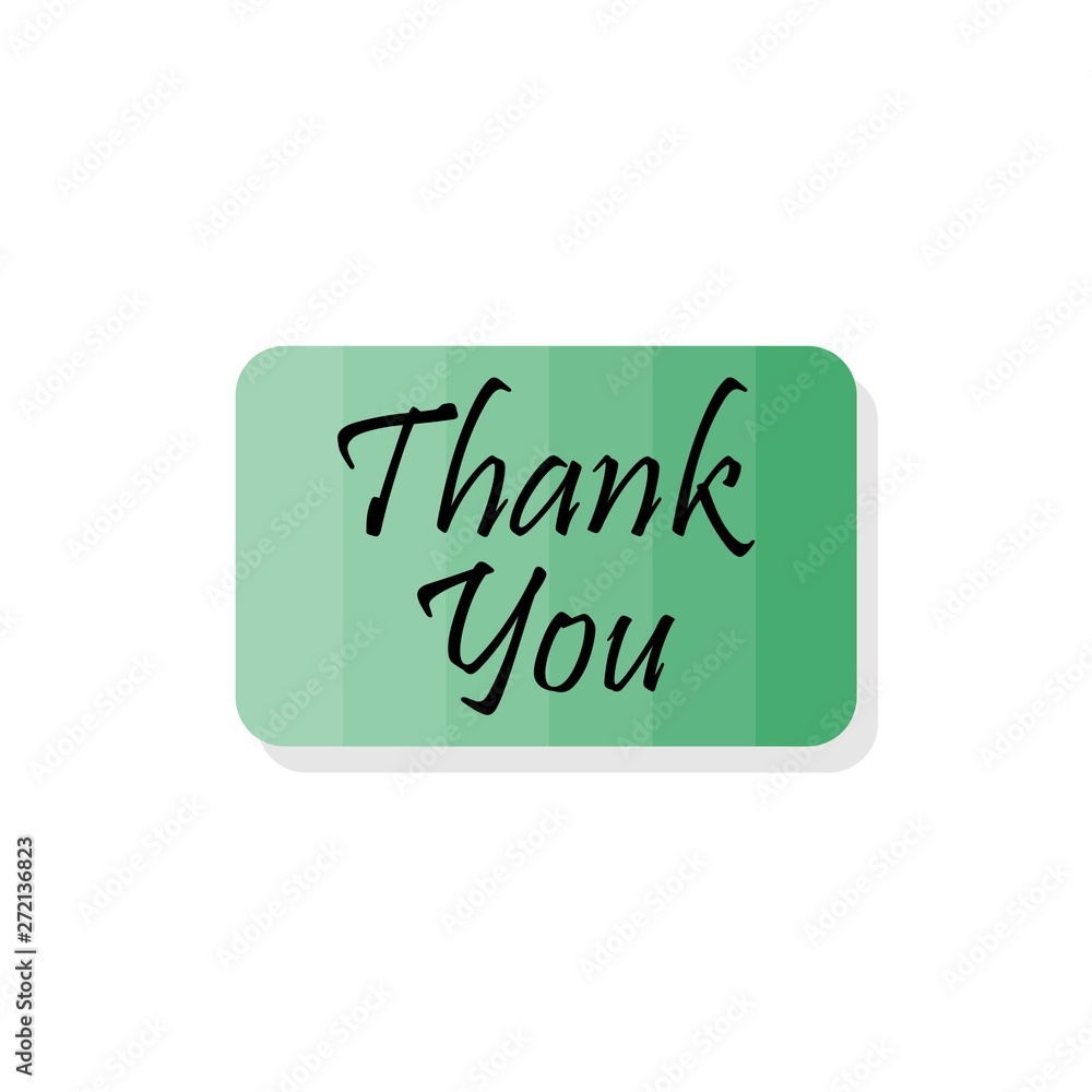 Sticker Thank you text on color card, icon, logo, sign