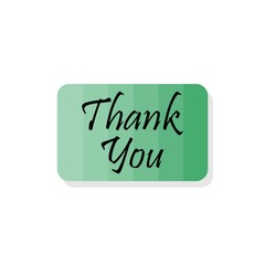 Thank you text on color card, icon, logo, sign