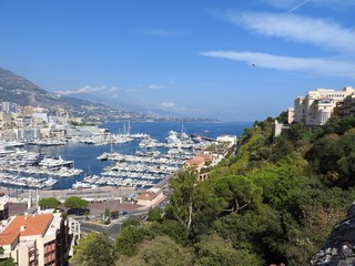 Obraz premium Monaco and Monte Carlo panorama with the Old town, Port and Prince's Palace