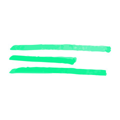Hand written three green stripes from marker or highlighter.