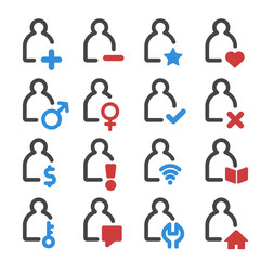 person and user icon set, vector and illustration
