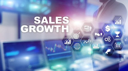 Chart growth concept. Sales increase, marketing strategy. Double exposure with business graph.
