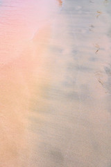 Colorful sand on tropic beach. Copy space.   