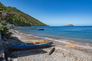 Fototapeta na wymiar Scotts Head and dugout boats Views around the caribbean island of Dominica West indies