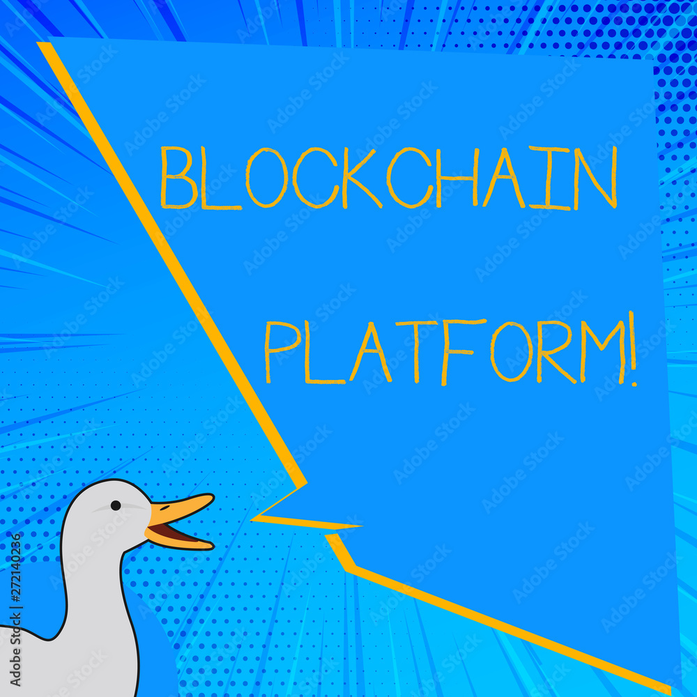 Poster word writing text blockchain platform. business concept for cryptocurrency digital exchanging on vir