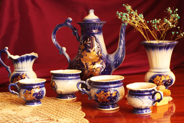 cups of tea and teapot