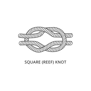 Square reef knot icon - marine nautical rope tie isolated on white background