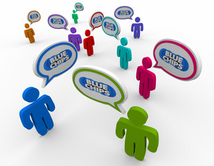 Blue Chips Top Priority Company Goal People Speech Bubbles 3d Illustration