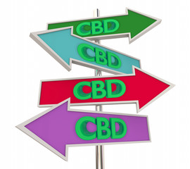 CBD Cannabidiol Marijuana Cannabis Arrow Signs Directions 3d Illustration