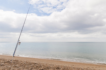 Camping and fishing on the beach