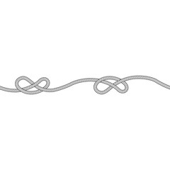 Seamless pattern of one horizontal rope with overhand knot outline sketch style