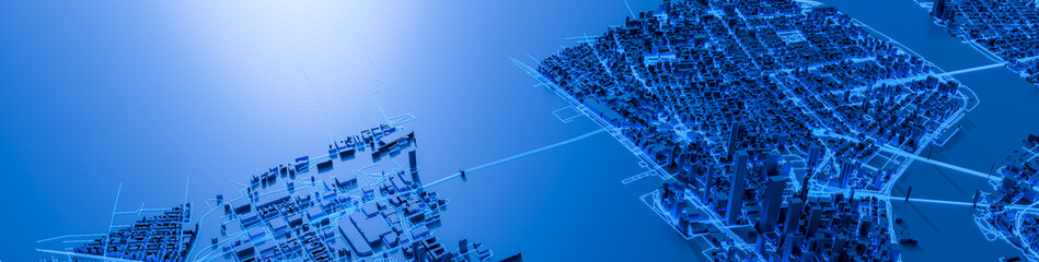 Techno mega city; urban and futuristic technology concepts, original 3d rendering