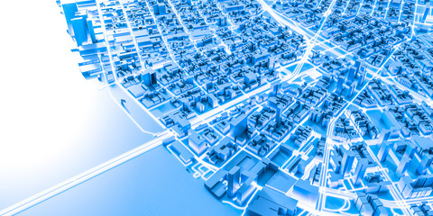 Techno mega city; urban and futuristic technology concepts, original 3d rendering