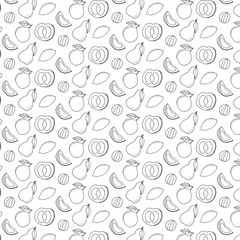 Hand drawn vector sketch fruits pattern.