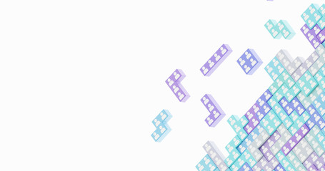 Jigsaw domino with people, infinite pieces; original 3d rendering