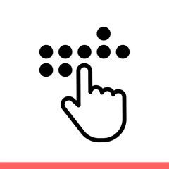 Braille vector icon, blind symbol. Simple, flat design isolated on white background for web or mobile app