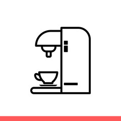 Coffee machine vector icon, drink symbol. Simple, flat design isolated on white background for web or mobile app