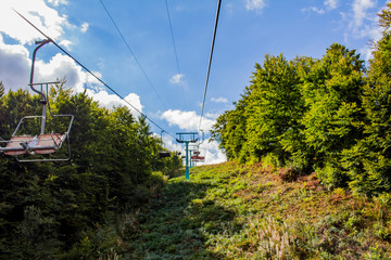 cable car in mountains